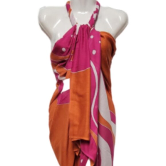 Cover Up Handpainted Cotton Batik Coverups Strapless Dress Wrapskirt Home Accent - Picture 4 of 5